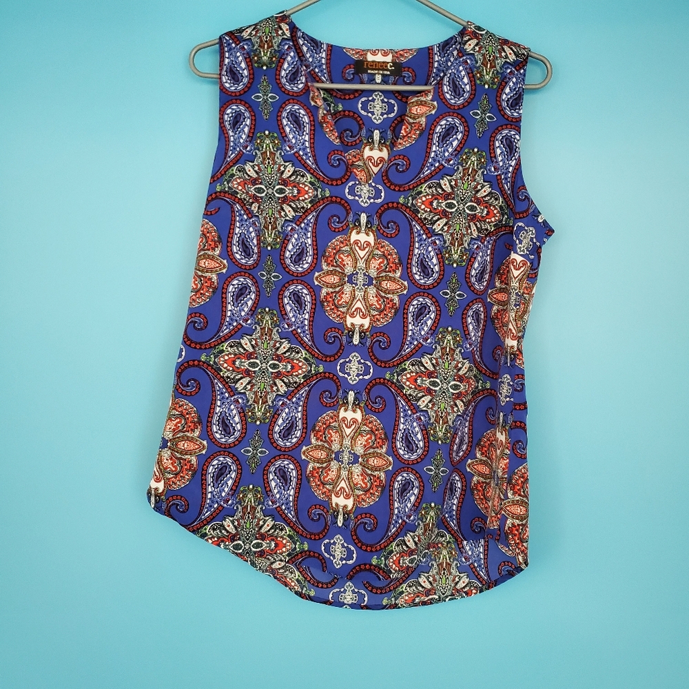Renee C. Blouse Size Small Paisley Sleeveless